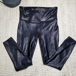 SPANX Black Faux Leather Leggings Plus Size 2X High Waist